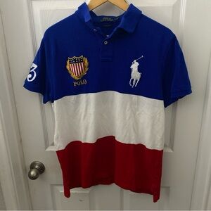 Polo Ralph Lauren Shirt Mens Large Blue Big Pony Crest Polo #3 Short Sleeve